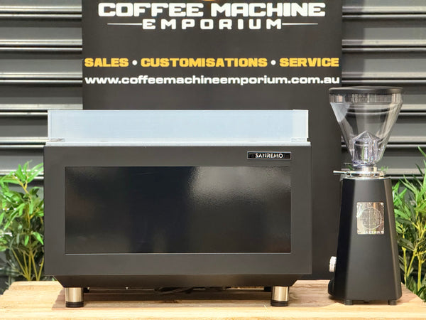 Brand New Sanremo Zoe Competition Standard 2 Group Coffee Machine Machine & Mazzer Super Jolly V Pro Package