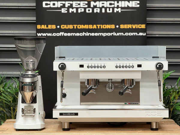 Brand New Sanremo Zoe Competition Standard 2 Group Coffee Machine Machine & Mazzer Super Jolly V Pro Package
