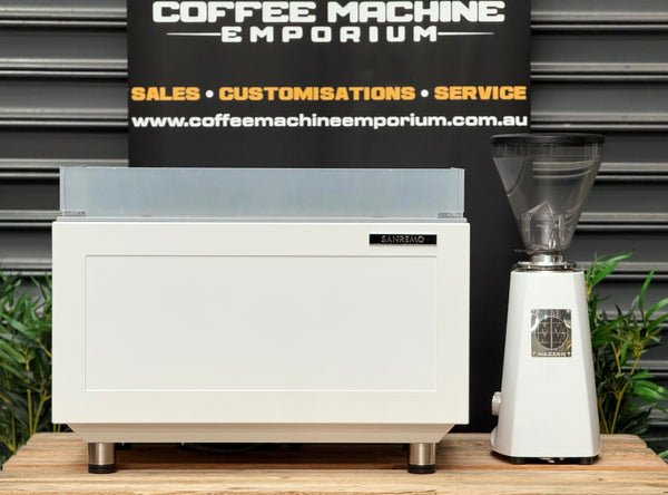Brand New Sanremo Zoe Competition Standard 2 Group Coffee Machine Machine & Mazzer Super Jolly V Pro Package