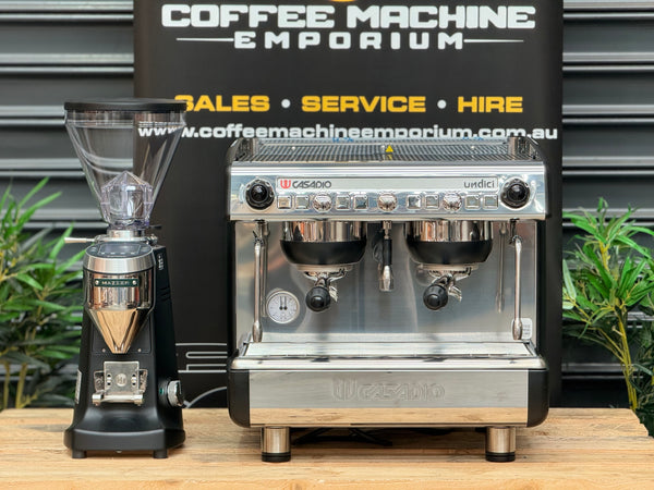 Brand New Casadio Undici 2 Group Compact Coffee Machine & Mazzer Super Jolly V Pro Electronic Coffee Grinder Package