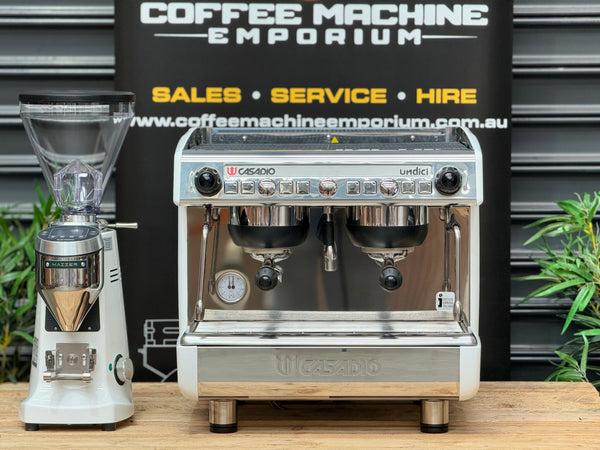Brand New Casadio Undici 2 Group Compact Coffee Machine & Mazzer Super Jolly V Pro Electronic Coffee Grinder Package