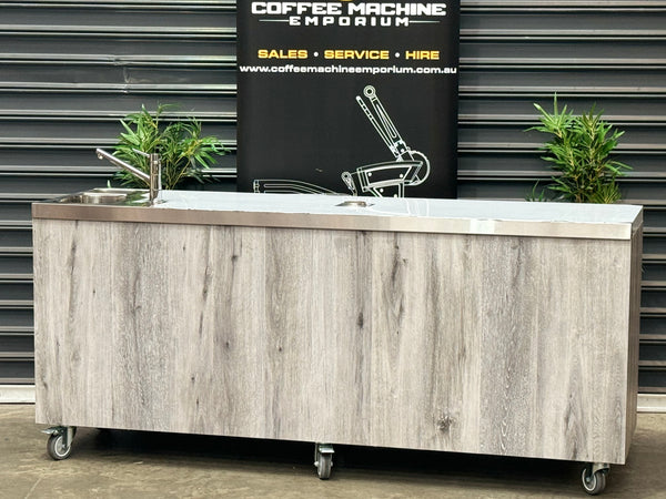 Brand New Stainless Steel 200cm Coffee Cart with the Works - Native Grey