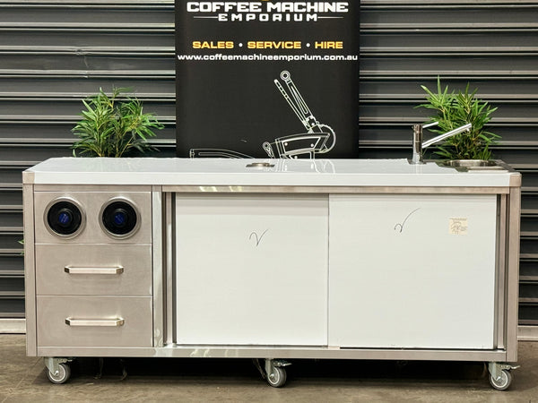 Brand New Stainless Steel 200cm Coffee Cart with the Works - Native Grey