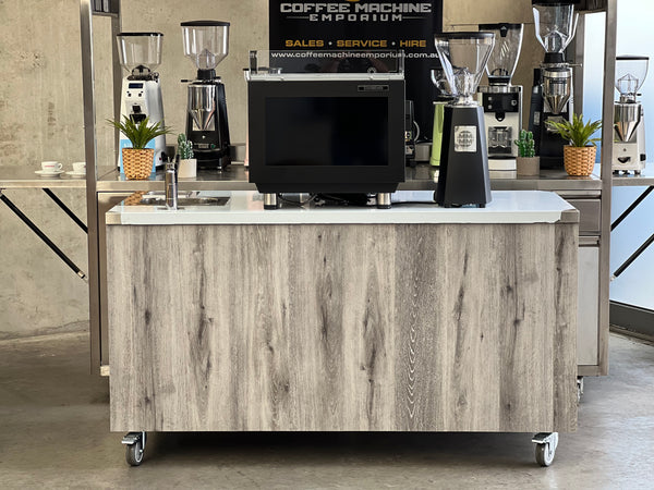 Brand New Stainless Steel 160cm Coffee Cart - Zoe Compact Package (Black)