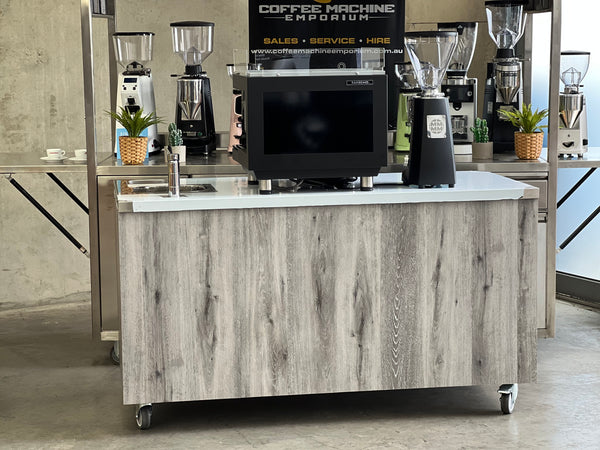 Brand New Stainless Steel 160cm Coffee Cart - Zoe Compact Package (Black)