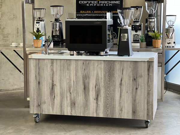 Brand New Stainless Steel 160cm Coffee Cart - Zoe Compact Package (Black)