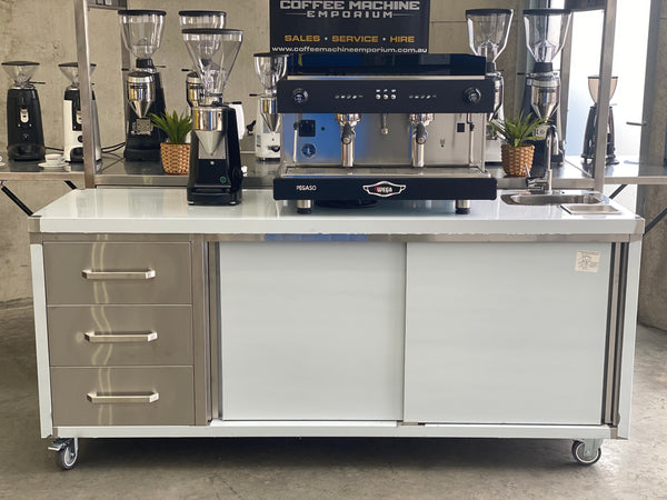 Brand New Stainless Steel 200cm Coffee Cart - Wega Pegaso Package