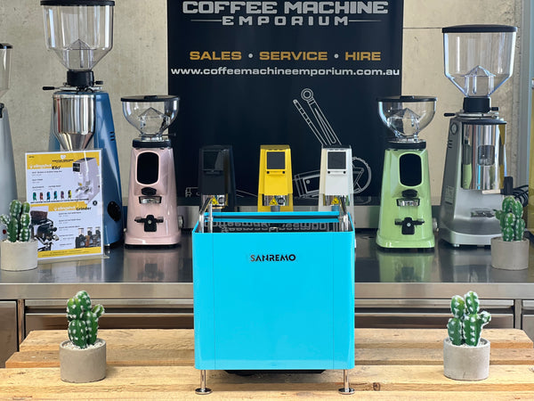 Brand New Sanremo Cube 1 Group Coffee Machine - Azure Lake Blue