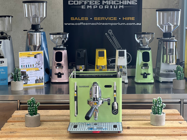 Brand New Sanremo Cube 1 Group Coffee Machine - Matcha Green
