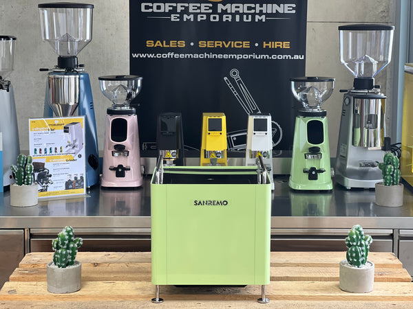 Brand New Sanremo Cube 1 Group Coffee Machine - Matcha Green