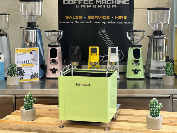 Brand New Sanremo Cube 1 Group Coffee Machine - Matcha Green