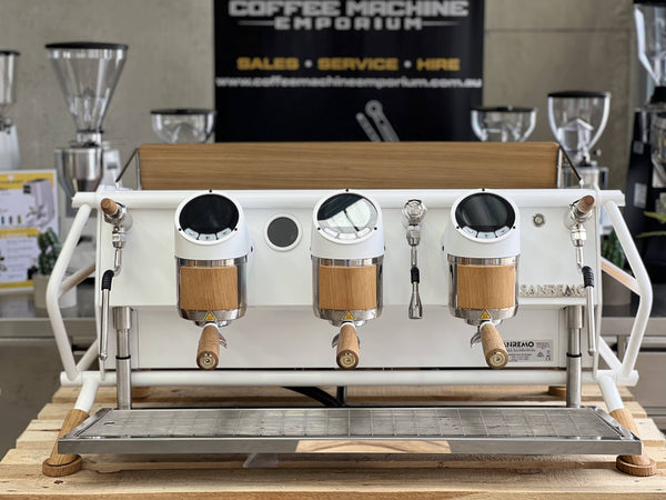 Sanremo Cafe Racer 3 Group Coffee Machine -  White & Wood