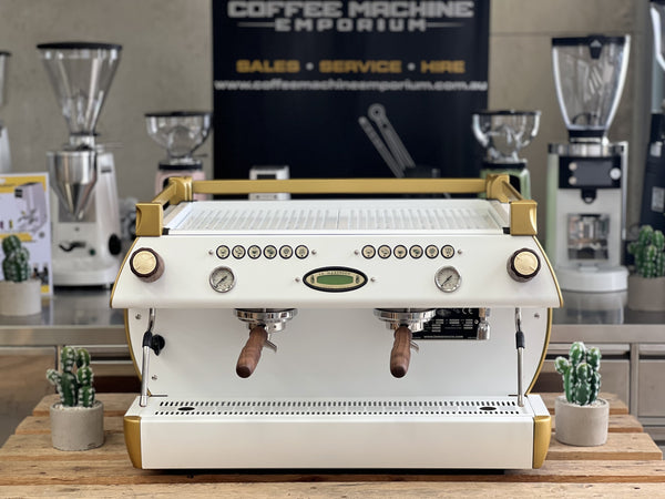 La Marzocco GB5 2 Group Coffee Machine - White & Gold