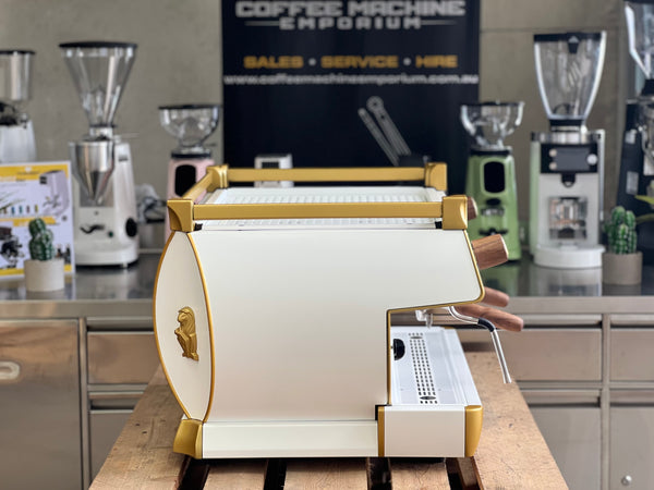 La Marzocco GB5 2 Group Coffee Machine - White & Gold