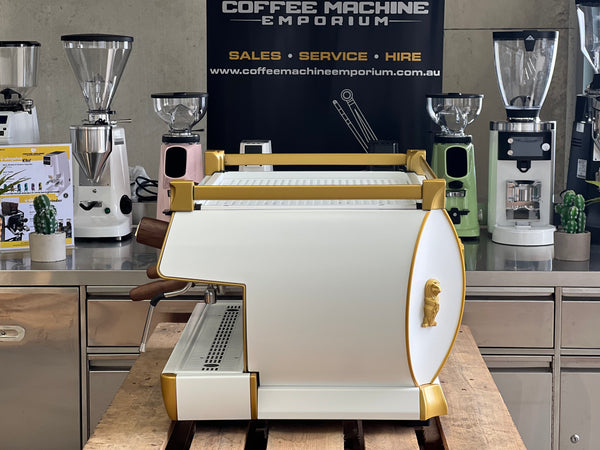 La Marzocco GB5 2 Group Coffee Machine - White & Gold