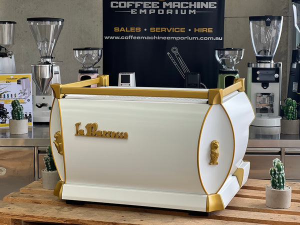 La Marzocco GB5 2 Group Coffee Machine - White & Gold