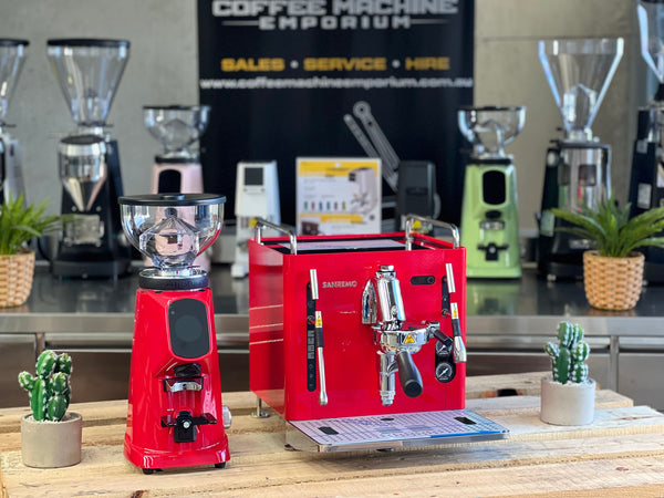 Brand New Sanremo Cube 1 Group Coffee Machine & AllGround Grinder Package - Racing Red