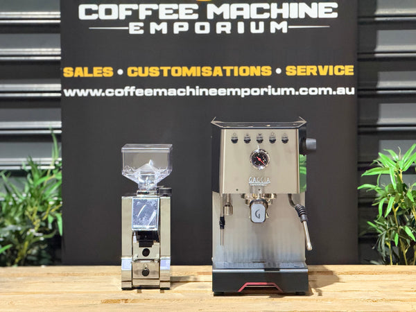 Brand New Gaggia Classic GT 1 Group Commercial Espresso Machine and Brand New Eureka Mignon Specialita Smart Professional Coffee Grinder Australia