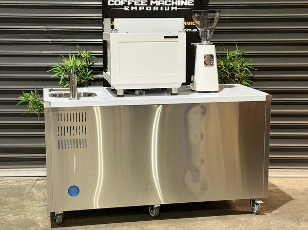 Brand New Stainless Steel 160cm Coffee Cart Zoe Compact Package