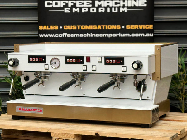 La Marzocco Linea Classic AV 3 Group Coffee Machine - White and Gold