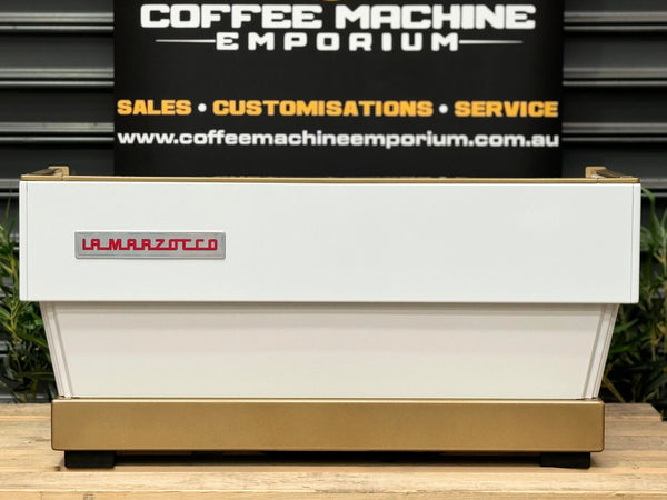 La Marzocco Linea Classic AV 3 Group Coffee Machine - White and Gold