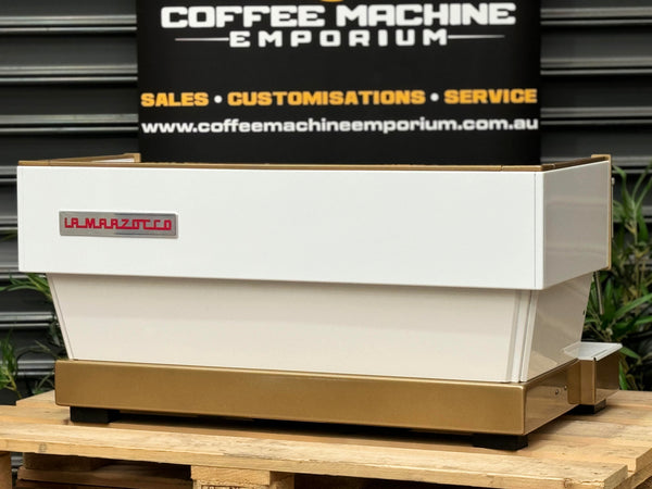 La Marzocco Linea Classic AV 3 Group Coffee Machine - White and Gold