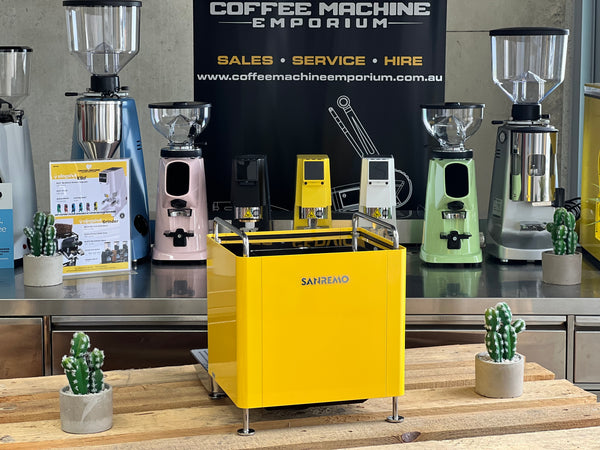 Brand New Sanremo Cube 1 Group Coffee Machine - York Yellow