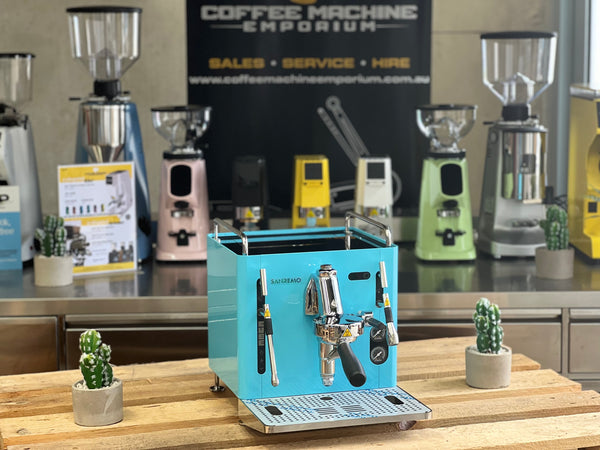Brand New Sanremo Cube 1 Group Coffee Machine - Azure Lake Blue