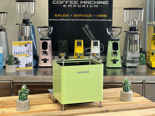 Brand New Sanremo Cube 1 Group Coffee Machine - Matcha Green