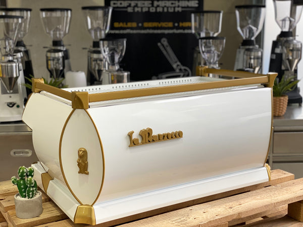 La Marzocco GB5 3 Group Coffee Machine - White & Gold
