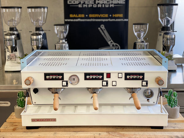 La Marzocco Linea Classic AV 3 Group Coffee Machine - Matt White & Baby Blue