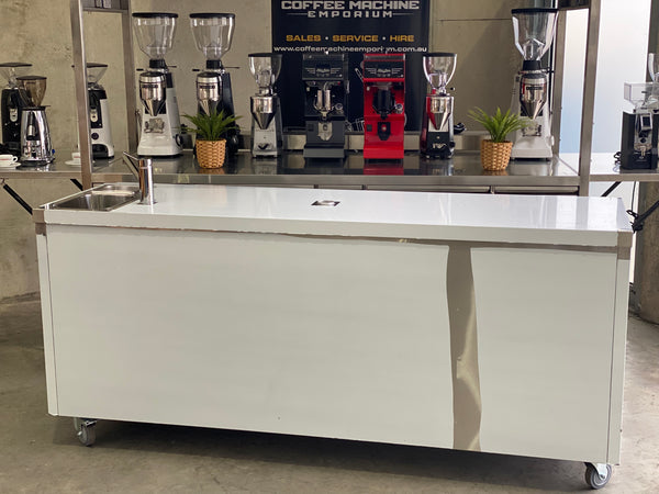 Brand New Stainless Steel 200cm Coffee Cart with Cup Dispensers & Water Heater