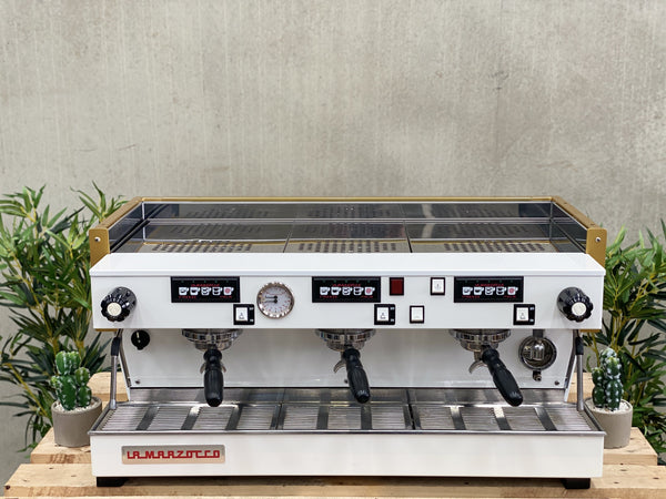 La Marzocco Linea Classic AV 3 Group Coffee Machine - White and Gold