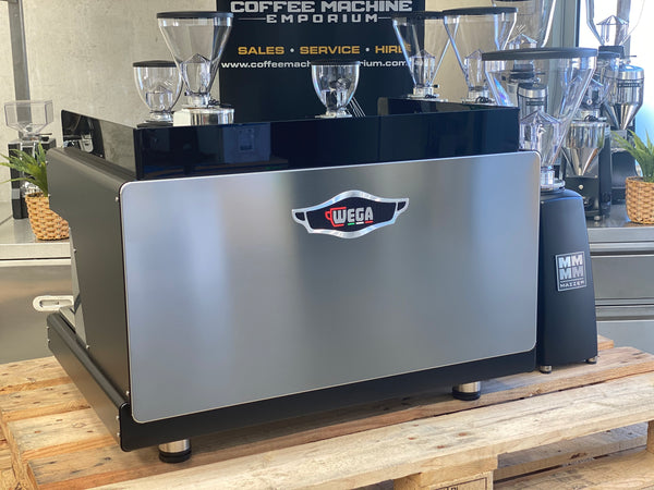 Brand New Wega Pegaso EVD 2 Group Coffee Machine & Mazzer Super Jolly Electronic Package